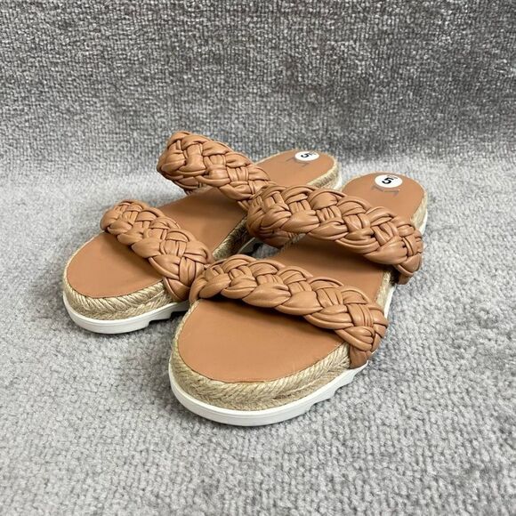 Marc Fisher Jaimee Flat Espadrille Brown Slip on Sandals Women’s Size 5M - Picture 1 of 5